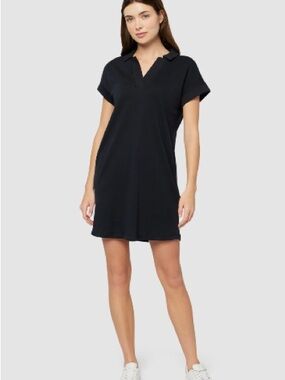 NWT Three Dots Black Koda Rib Shirt Dress w/Pockets